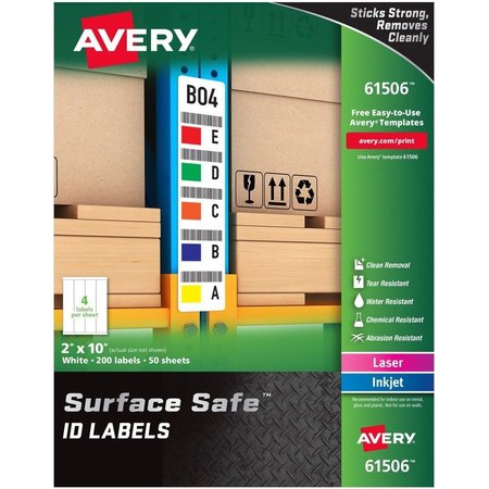 AVERY Label, Srfsafe, Rem, Wht, 200Pk AVE61506